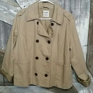 Old Navy Khaki pea coat with rolled sleeve-XXL